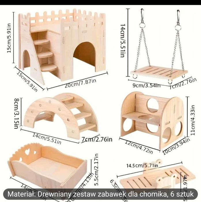 Klatka dla chomika - drewniana,nowa z wyposażeniem