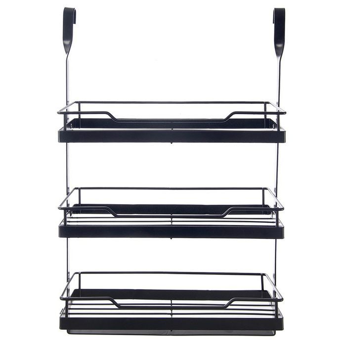 Półka kuchenna zawieszana na relingu metalowa czarna RADKA 32x11x46 cm
