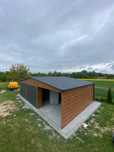 Garaż blaszany 6x5.8 plus wiata 3x5.8, profil zamknięty, drewnopodobny