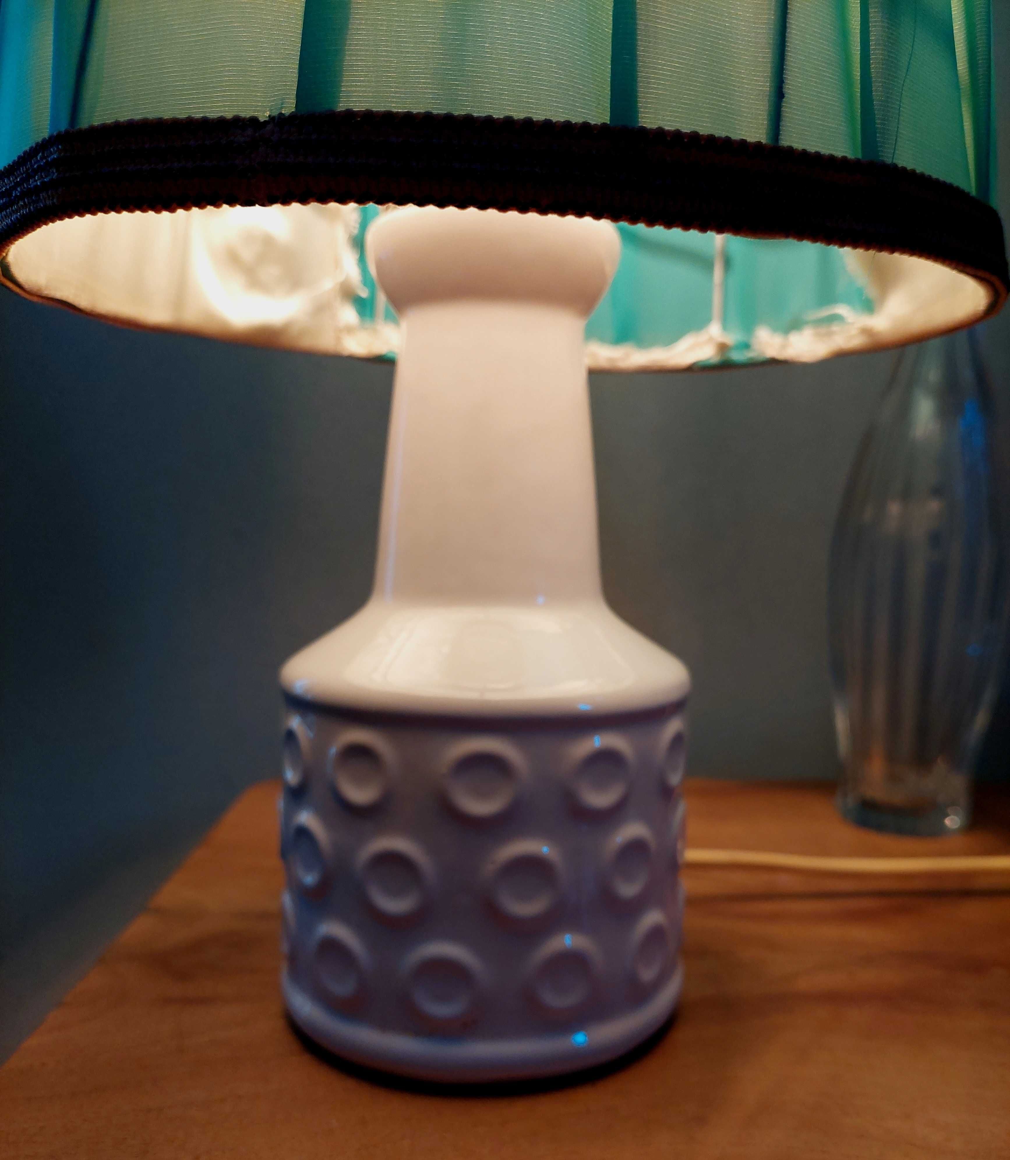 Lampka nocna ceramiczna zielony abażur