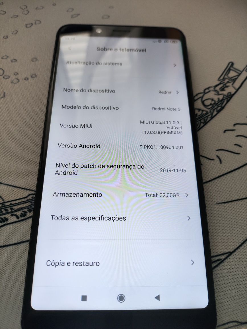 Telemóvel Xiaomi Redmi Note 5