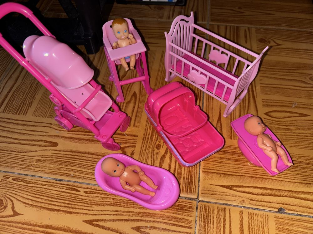 Conjunto Brincar bebés e acessórios
