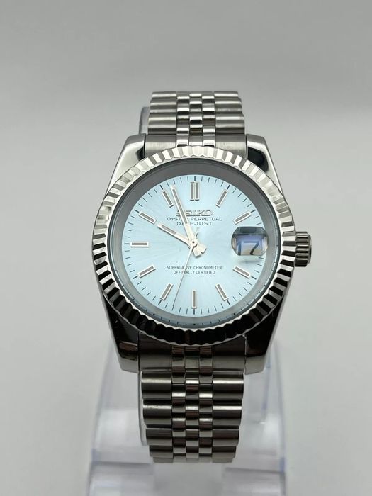 SEIKO MOD DATEJUST Niebieski Baby Blue Jubilee Custom NOWY