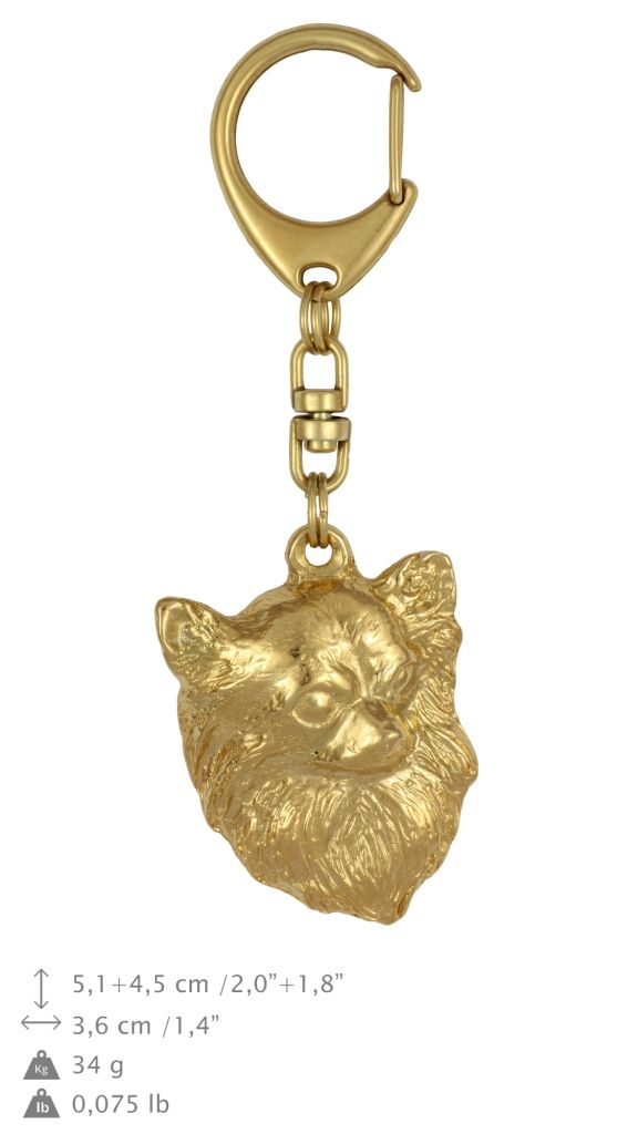 Chihuahua długowłosy brelok pozłacany w pudełku Art-Dog