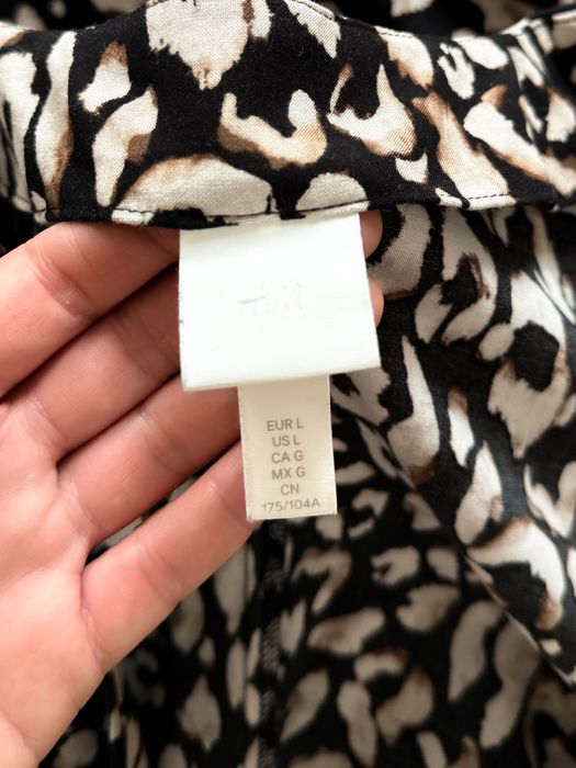 Sukienka kopertowa 100% wiskoza H&M panterka czarna beżowa wiązana 40