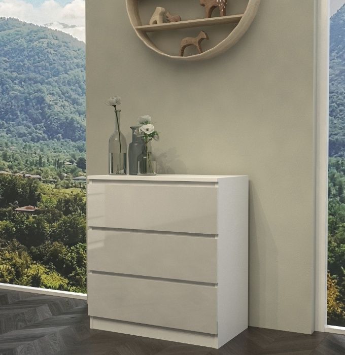 Komoda MALWA M3 Szafka Szuflady 3 BIEL POŁYSK