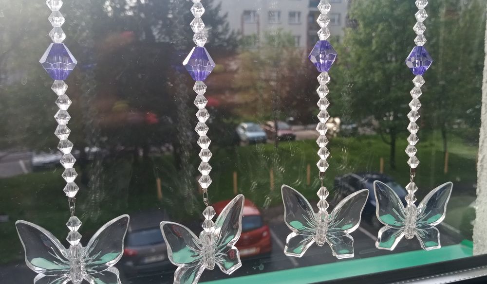 Zawieszka motyle 23cm kryształki