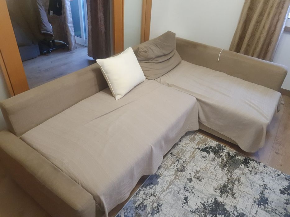 Sofá-cama de canto c/arrumação, Skiftebo beje  do ikea
