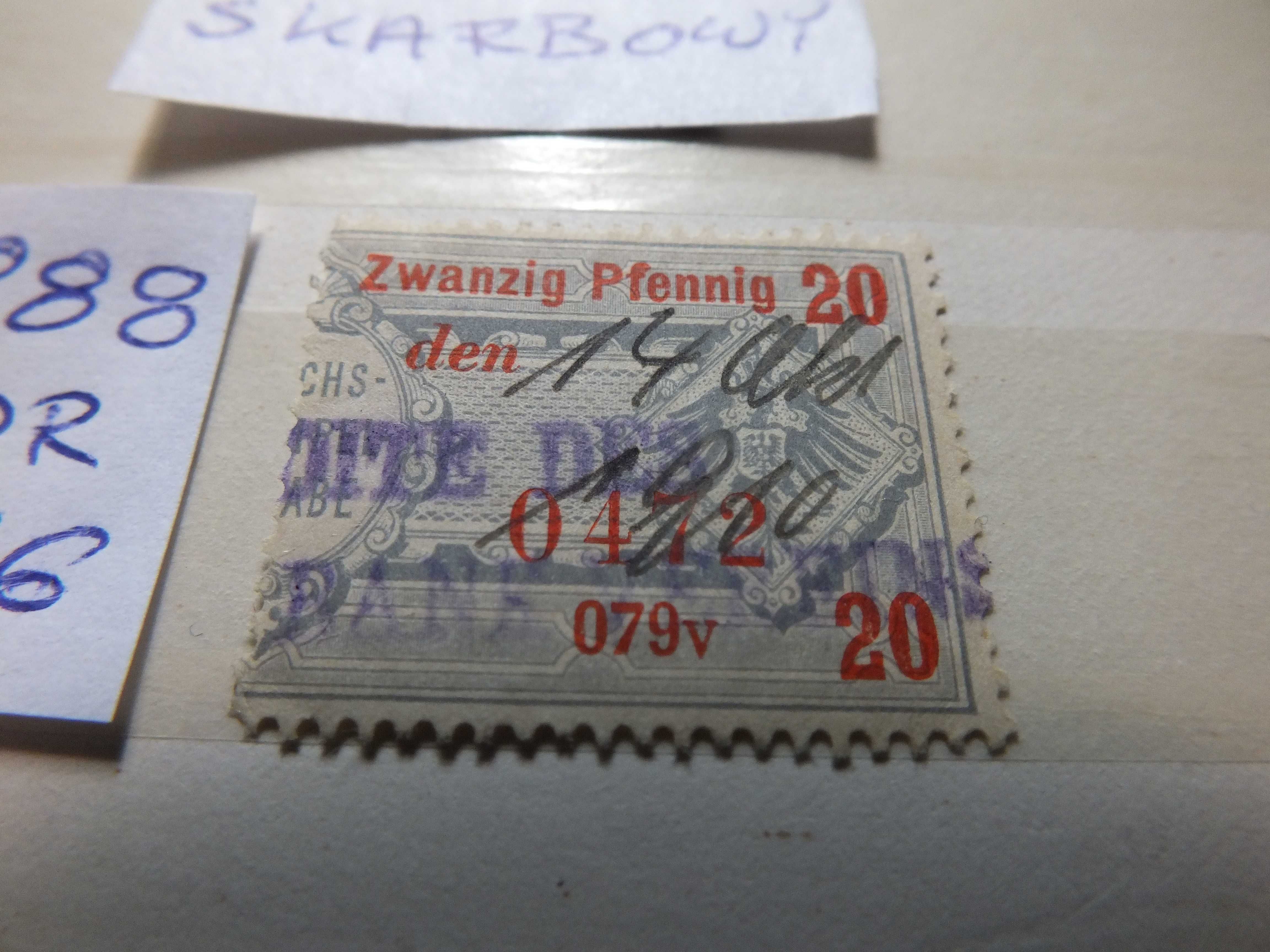 znaczki skarbowe Mi DR SA26 Niemcy 1888r. ORZEŁ Rzesza kasowany Reich