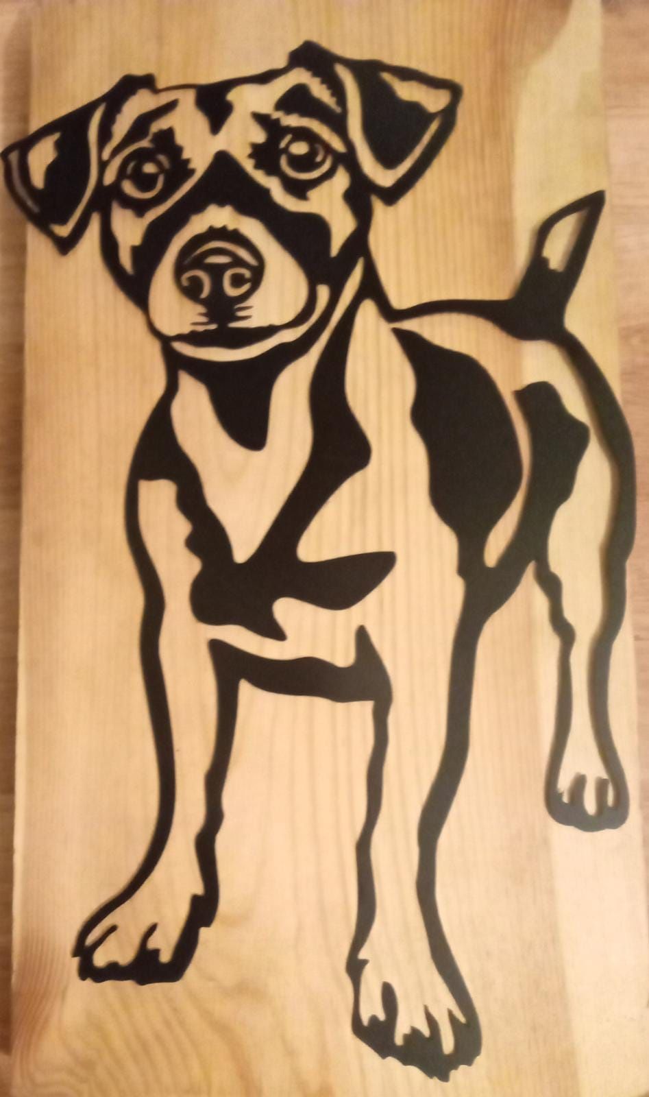 Ozdoba ramka duży pies blacha handmade 44x27 cm
