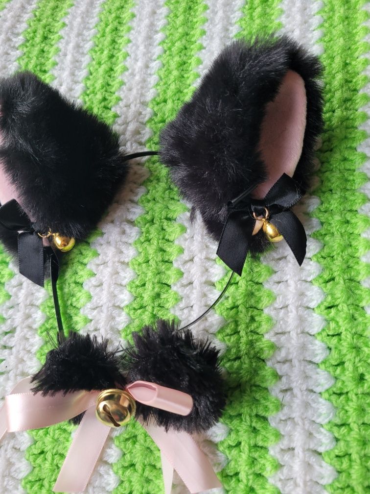 Opaska z uszami kota choker z kokardą