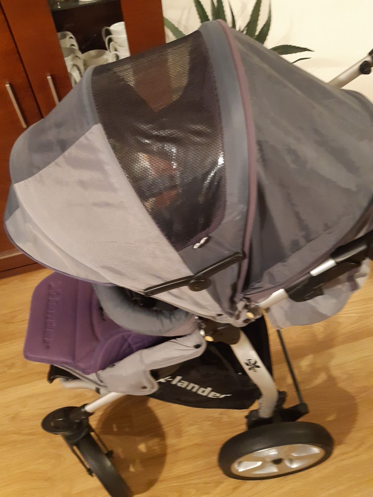 Wózek dla dzieci X-Lander XA 2w1 gondola+spacerówka szaro-fioletowy a