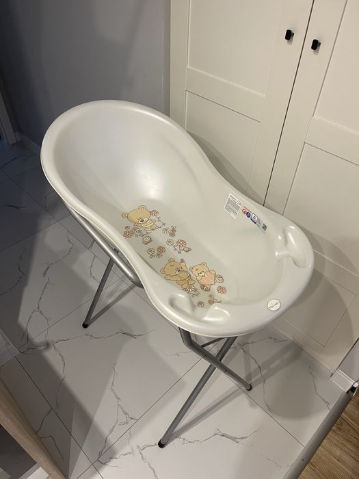 Zestaw kąpielowy 3w1 wanienka + stojak + hamaczek dla noworodka