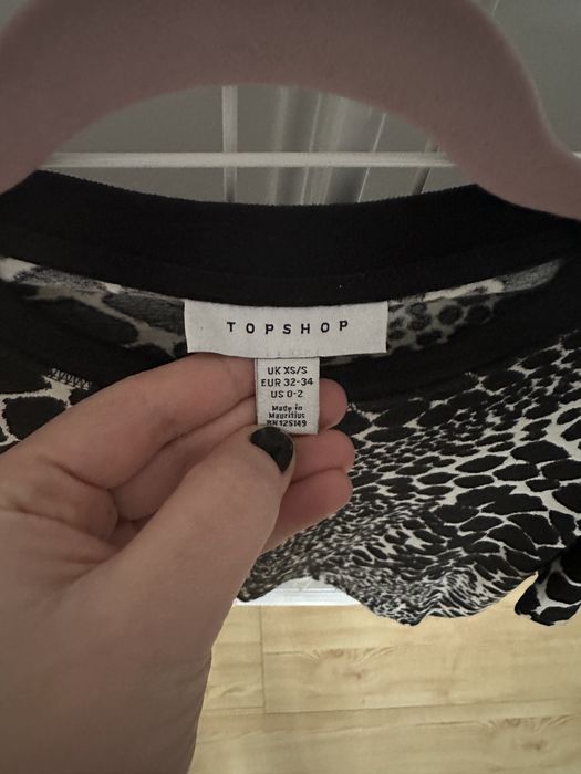 Topshop t-shirt crop top r xs/s oversize zyrafa animalprint