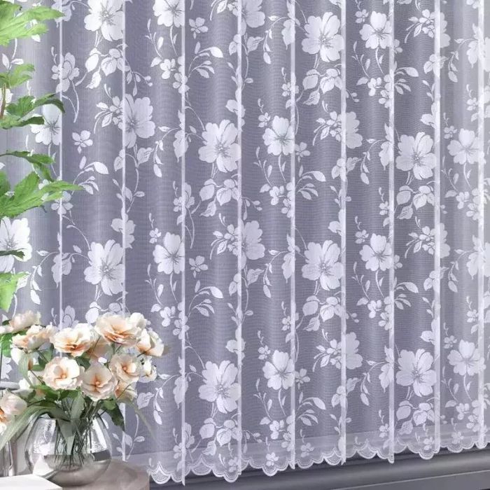 Firanka żakardowa metrażowa wys. 145 cm Azulina 619107 biała 145 cm