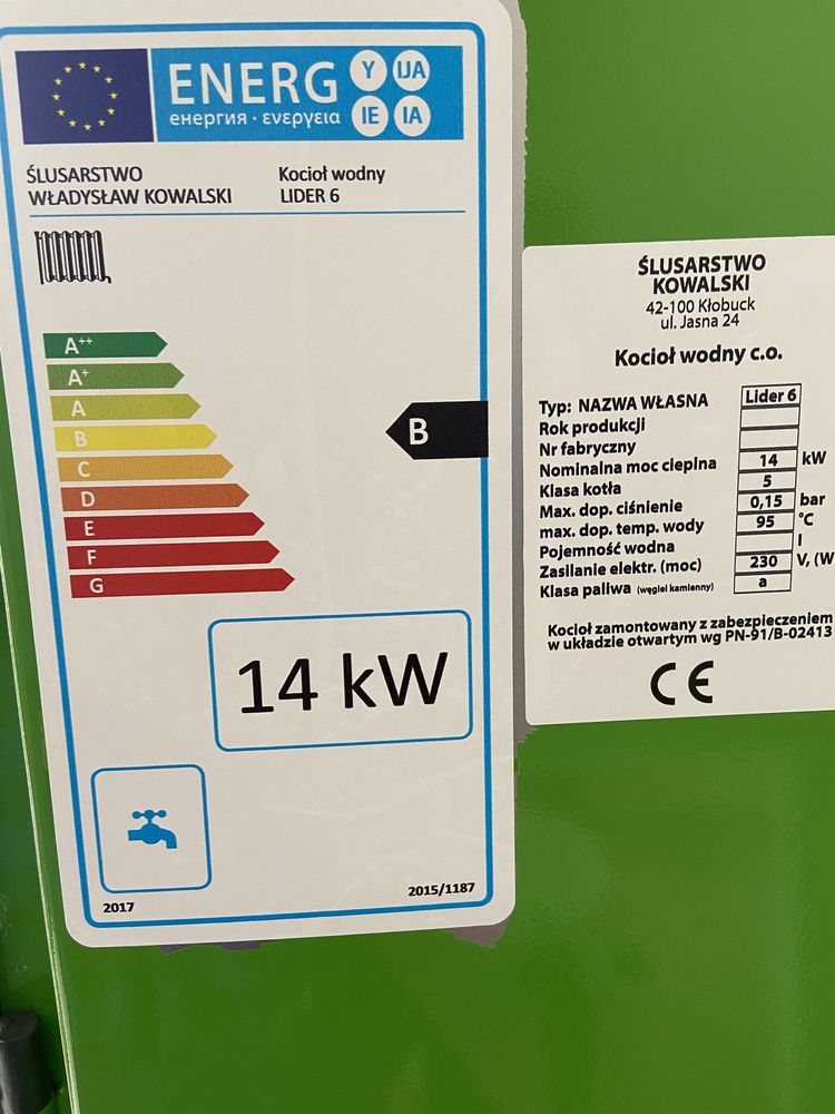 Piec Kocioł Kotły 5 KLASA ECODESIGN ekodesign ekoprojekt 14 Kw B