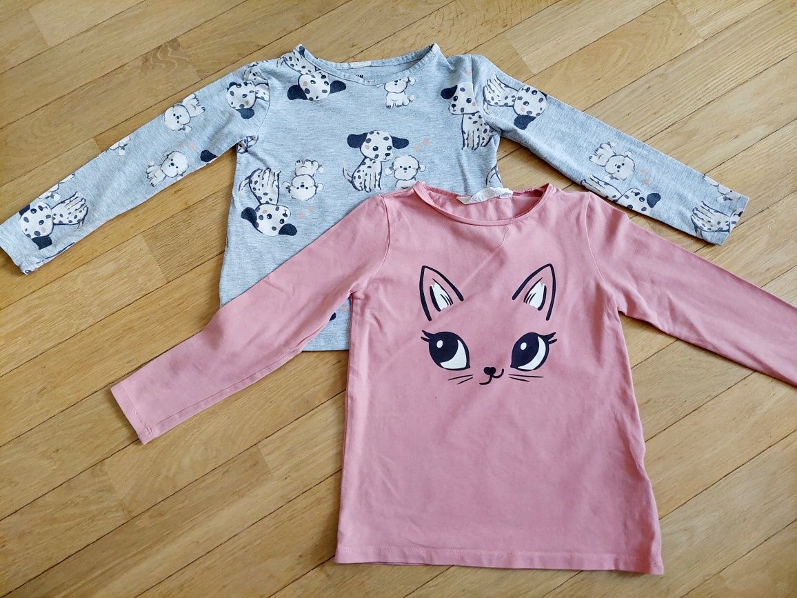 H&m bluzeczki r.110/116 kotek pieski