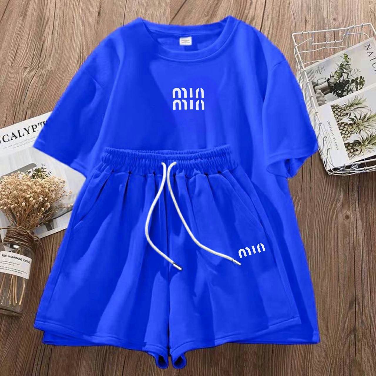 ‼️ Жіночий костюм miu miu: футболка+шорти. Р.42-44, 46-48, 50-62