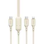 Kabel 2w1 Dudao L7SF USB-C - USB-C/Lightning 100W 1.2m - beżowy