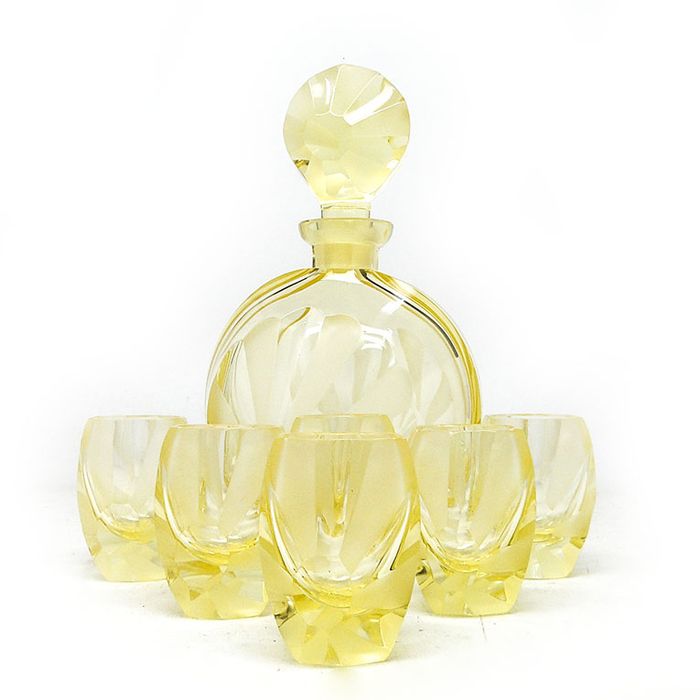 J6R Moser ART DECO WIELKI zestaw likierowy