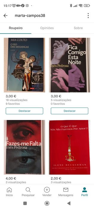 Livros/Romances em excelente estado