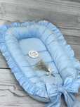 Noey kokon niemowlecy blekitny mieciutki velvet premium