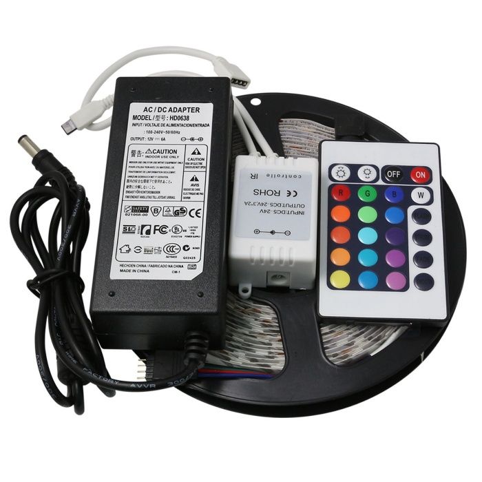 (NOVA) Fita RGB 5m + Controlador c/ Comando + Transformador