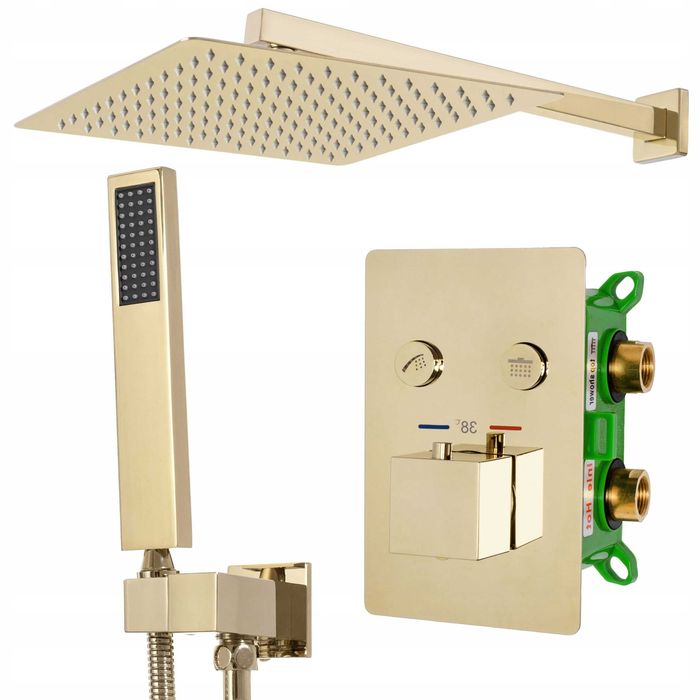 Zestaw Natryskowy Podtynkowy FENIX DAVIS GOLD + Termostat Złoty