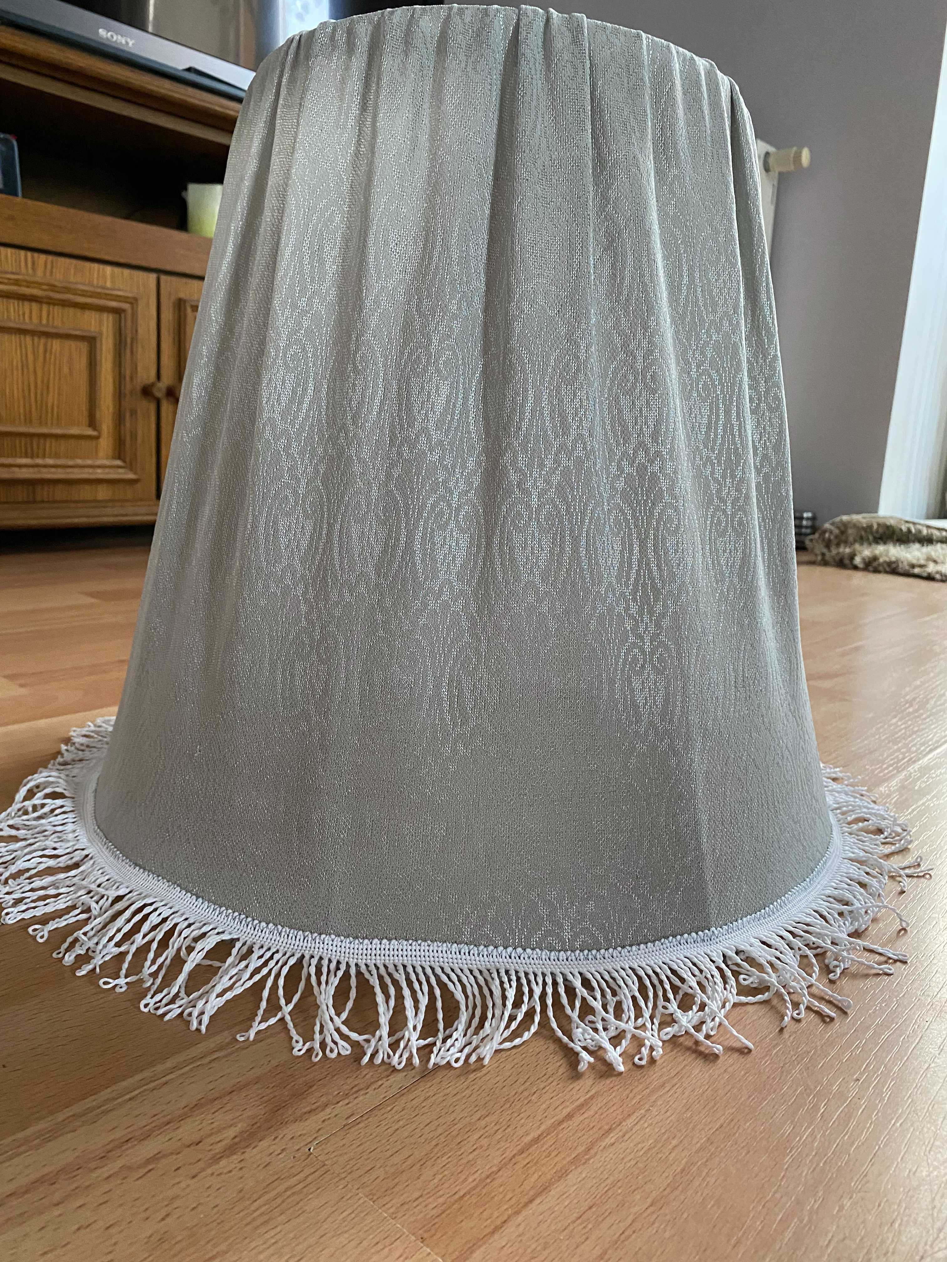 Duży abażur do lampy srebrny/szary- PRL