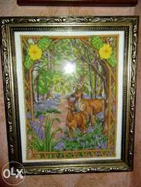 Картина ручной работы олени в лесу