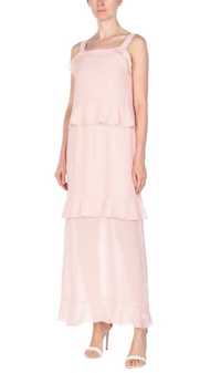 Сукня сарафан довга рожева платье пудровое бежевое макси летнее шифон