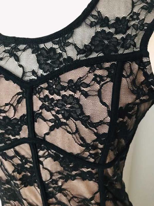 Sukienka koronkowa Jane Norman XS 34 mała czarna prosta elegancka