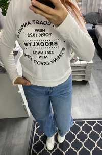Biała bluza H&M xs-s napisy brokat