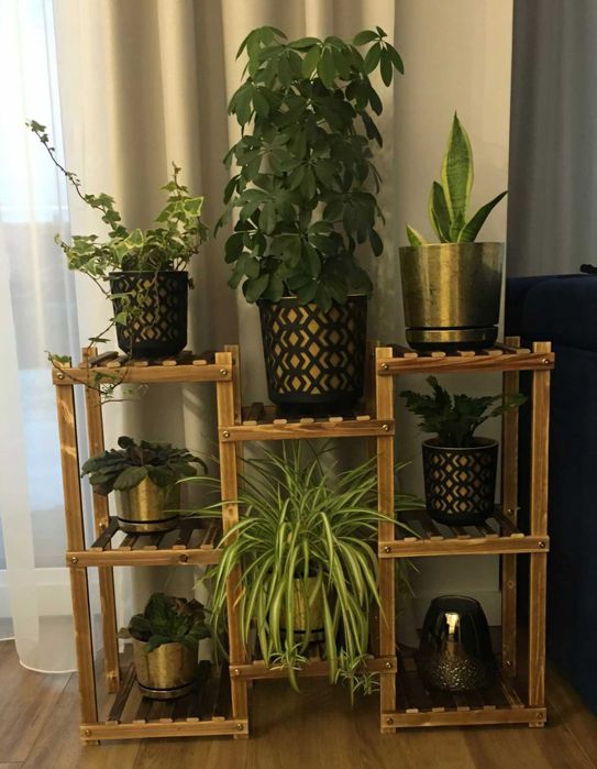 Duży Drewniany Kwietnik
Stojący  poziomowy Rustykalny Stojak na Kwiaty