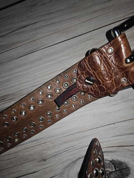 Pasek skórzany z ćwiekami Nanni Made in Italy 105cm