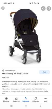 Conjunto carrinho Mamas and Papas Armadillo Flip Xt + cadeira auto Cyb