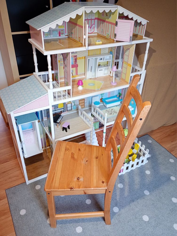 Ogromny domek dla Lalek drewniany + mebelki dla Barbie dla dziewczynek