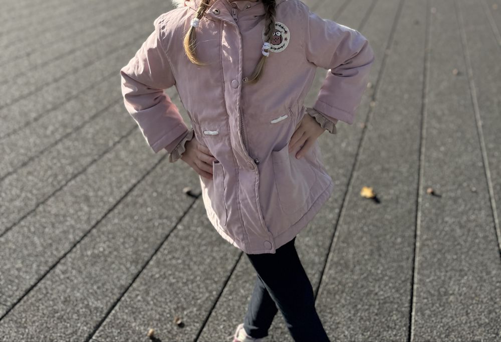 Куртка подовжена рожева на дівчинку утеплена