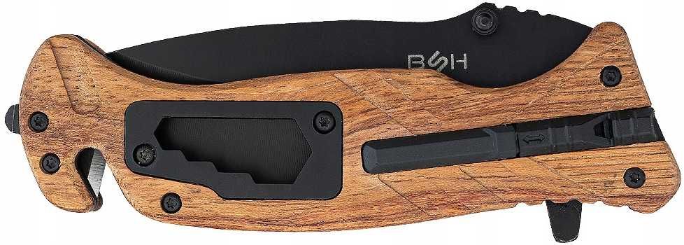 Nóż Ratowniczy BSH N-501B 6w1 - Krzesiwo Gwizdek Klucze Zbijak Ostrze