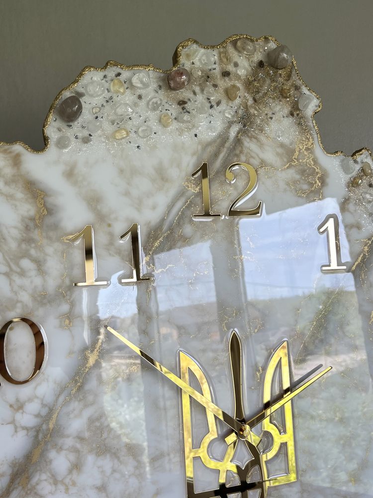 Настінний годинник «Карта України» 150х100 см з епоксидної смоли