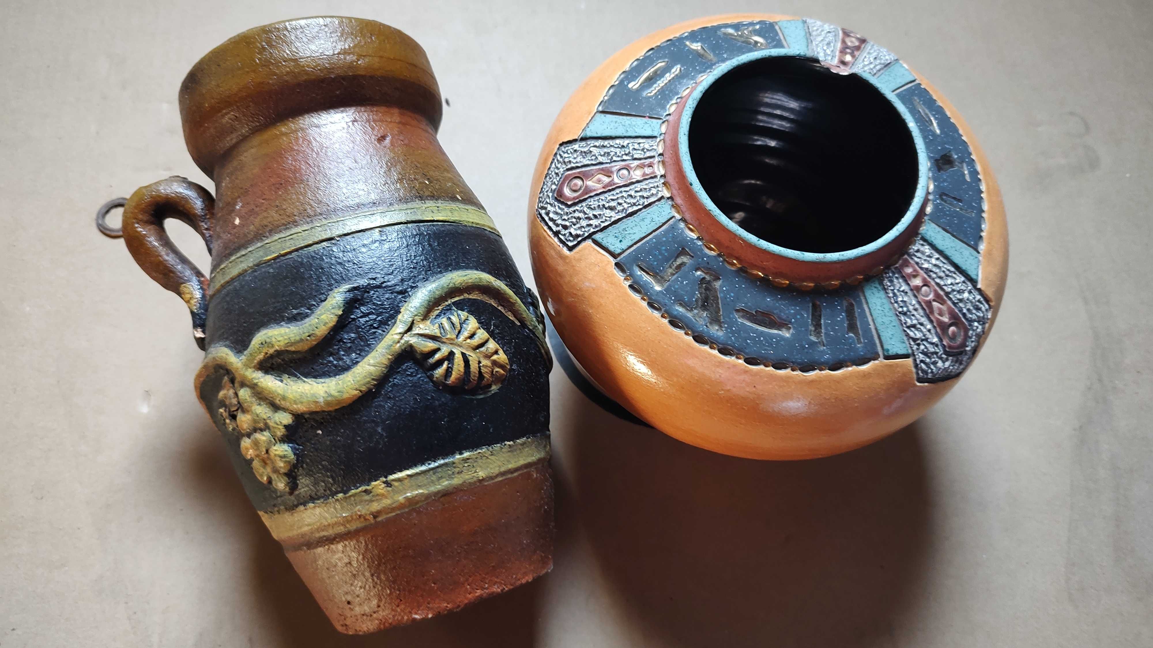Wazon starodawny z uchem i wazon malowany waza akcesoria rzeczy prl