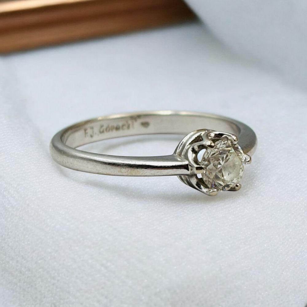Pierścionek Złoty z Brylantem 585/14k 0.49ct Certyfikat roz17