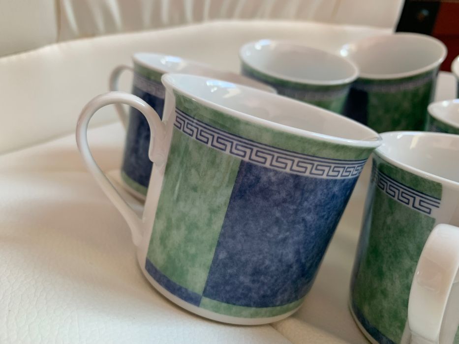 7 filiżanek zielone niebieskie