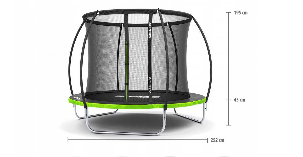 252cm NOWA Bezpieczna TRAMPOLINA ogrodowa z siatką dla dzieci