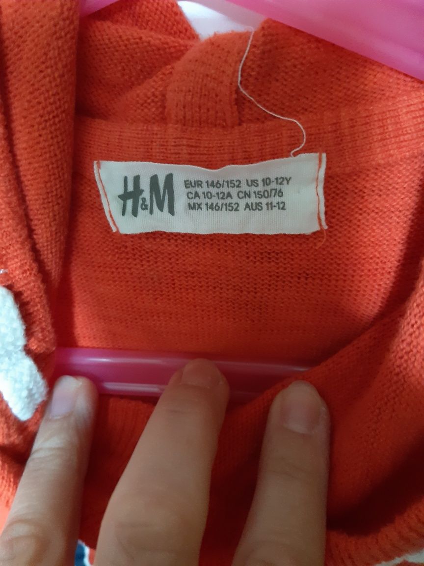 Sweter bluza dzianinowa z kapturem h&m r. 146/152