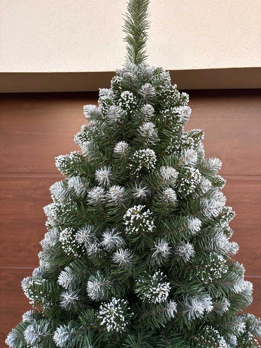 Choinka 220 cm sztuczna sosna z białymi końcówkami jodła diamentowa 2m