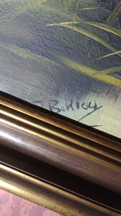 Obraz olejny na płótnie z ramą BRZOZY / LAS - 78/58 cm - J. BAHICKI