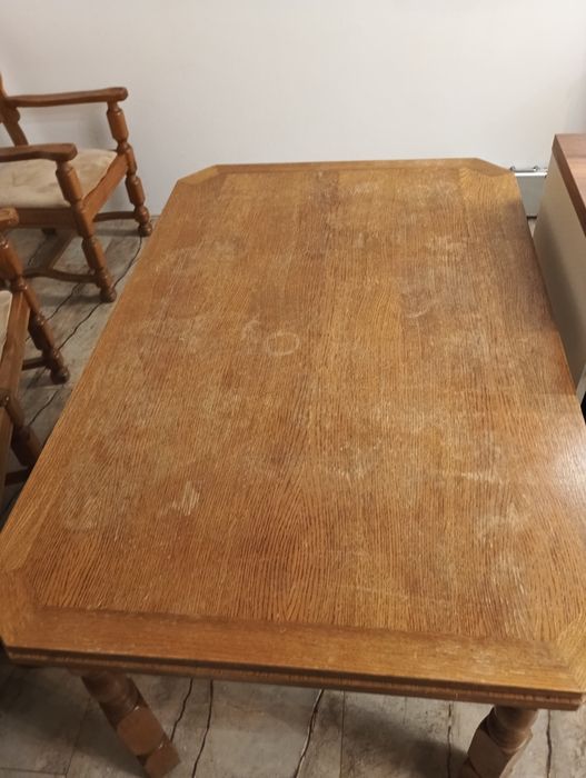 Stół i krzesła do jadalni dębowe styl vintage