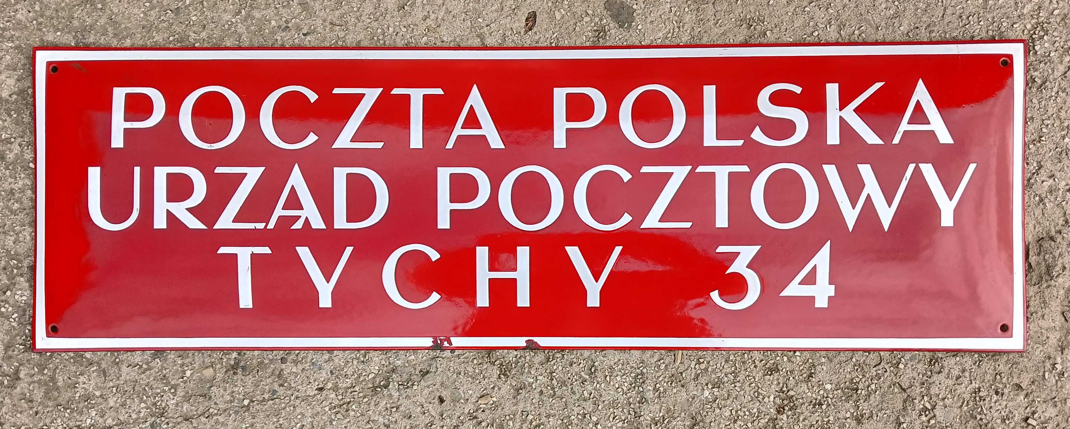 Poczta Polska Tychy szyld tablica tabliczka Śląsk emaliowana PRL
