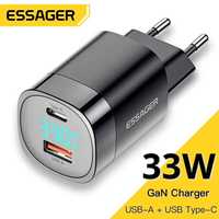 Зарядное устройство Essager 33W GaN Type-C + USB-A Black (JT-P18)